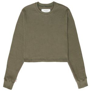 Province of Canada Waffle Long Sleeve Crop Top Olive - S